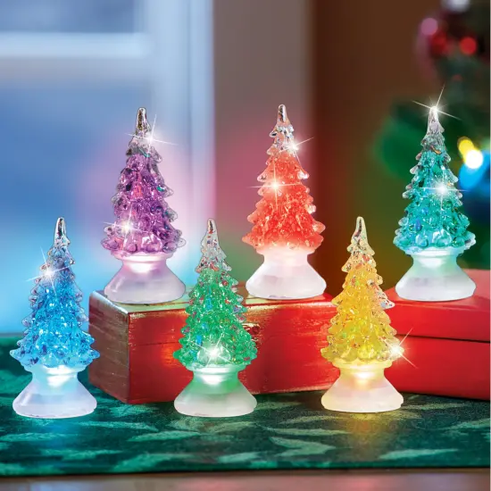 Collections Etc Color Changing Tree Decorative Figurines - Set of 6 {1}