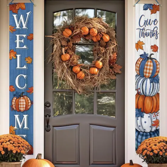 Welcome Fall Thanksgiving Pumpkin Porch Banner {4}