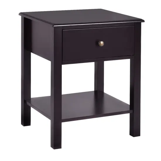 Costway 2 PCS Nightstand End Table Storage DisplayFurniture Drawer Shelf Beside {2}