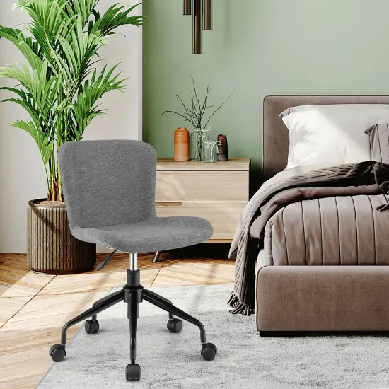 Costway Mid Back Armless Office Chair Adjustable Swivel Linen Task Chair {5}