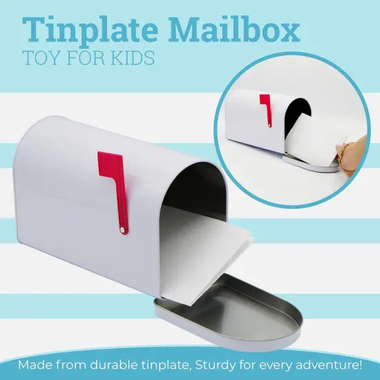 4E's Novelty 9" Tin Mailbox for Kids &ndash; Valentines Classroom Mailbox & Outdoor Pretend Play Toy {4}