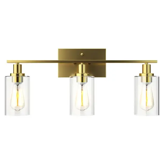 Costway 3-Light/4-Light Wall Sconce Modern Bathroom Vanity Light Fixtures with Clear Glass Shade {1}