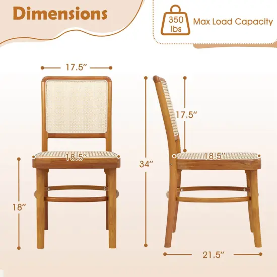 Costway Set of 2/4 Boho Dining Chairs with Teak Wood Structure & Footrests for Indoor Use {3}