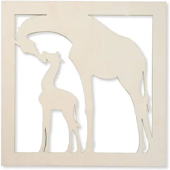 Wooden Cutouts for Crafts, Giraffe Cutout (11.6 x 0.2 in, 2-Pack) Brown {4}