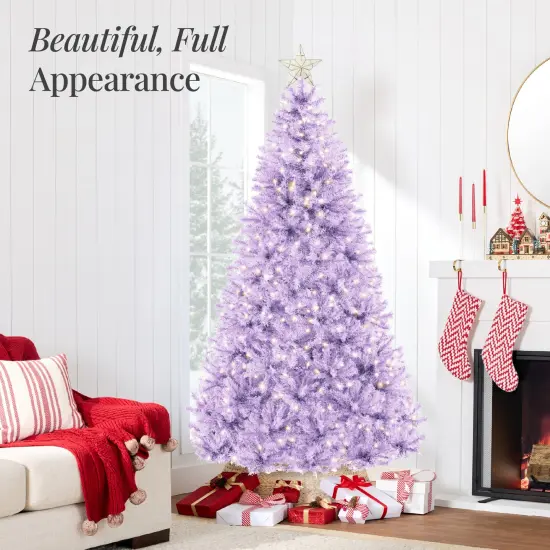 Best Choice Products Pre-Lit Lavender Christmas Tree, Artificial Full Holiday Decoration w/ Incandescent Lights {3}