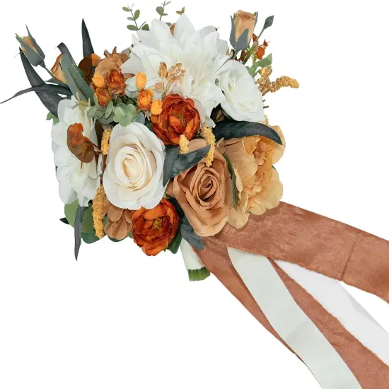Orange Bridal Bouquet,Fall Wedding Bouquet,Bride Bouquets for Wedding Ceremony Anniversary {2}