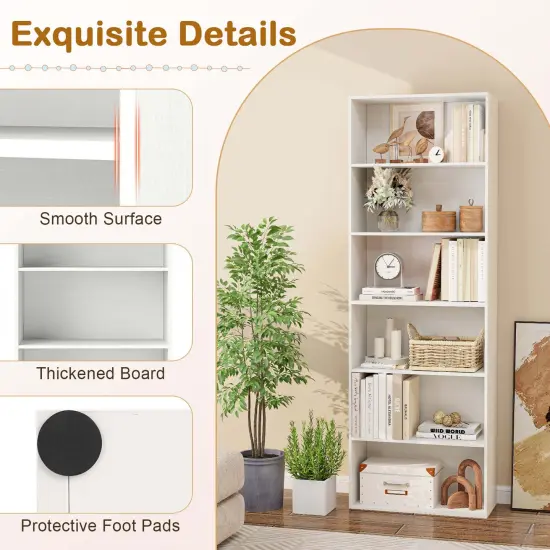 Costway 70" Tall 6-Tier Bookcase with 6 Open Shelves Anti-Toppling Kits for Living Room Brown/Black {6}