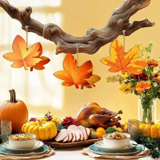 Large Size 7" Maple Leaf Crafts Slices Unfinished Blank Wooden Ornaments {3}