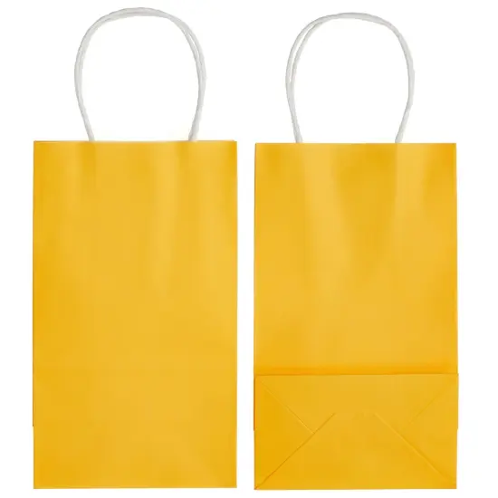 25 Pack Yellow Paper Gift Bags with Handles for Birthday Party Favors (5x3x9 Inches) {7}
