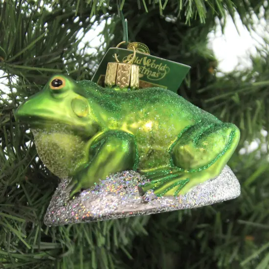 Old World Christmas 2.5 Inch Bullfrog Tree Ornament , Ornament Happy Green {3}