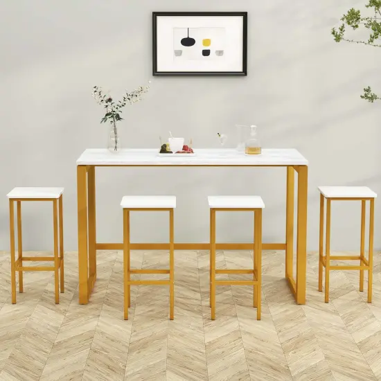 Costway 4 PCS 26"Bar Stool Set with Metal Frame Footrest Backless Counter Height Stool Brown {5}