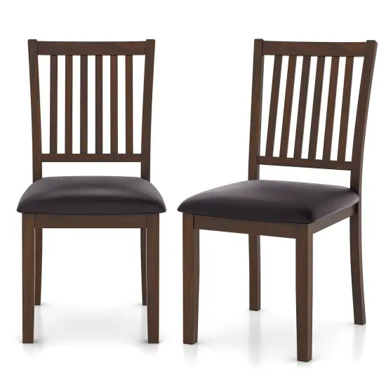Costway Modern Dining Chair Set of 2/4 with Slanted High Backrest Wear-resistant PVC Leather {7}