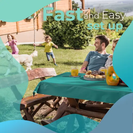 Exquisite Plastic Table Cover Roll &ndash; 40" x 300' Disposable Tablecloth Roll &ndash; Premium Thick 0.5 MIL Plastic Banquet Roll &ndash; Party Table Cover Roll for Events & Catering Teal {6}