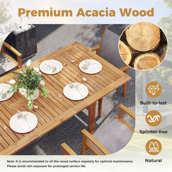 Costway Expandable Outdoor Dining Table 55"-71" Acacia Wood Patio Table for 6-8 Person {6}