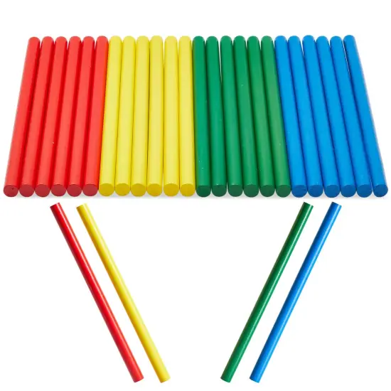 Juvale 24 Pack Bulk Rhythm Sticks for Kids Ages 3-14, 8-Inch Wooden Lummi Stick Music Toys, Classroom Preschool Percussion Instruments, 4 Colors {1}