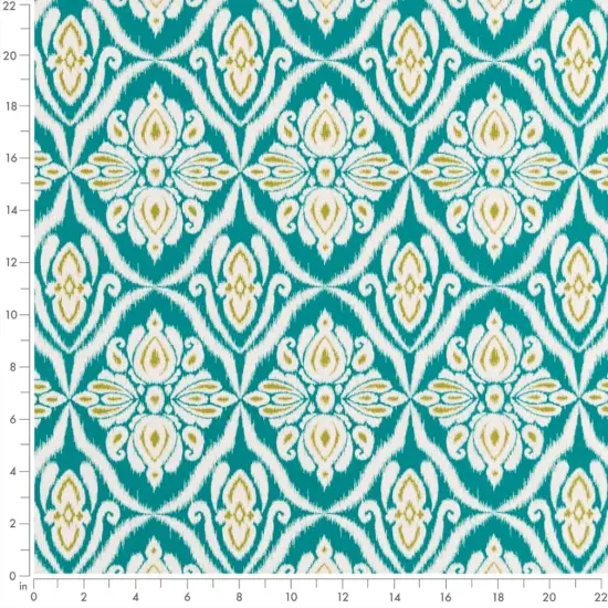 Seabreeze - Aqua & Teal Damask Upholstery Fabric 54 Inches" {4}