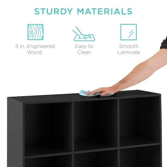 Best Choice Products 9-Cube Bookshelf, 13.5in Display Storage System, Organizer w/ Removable Back Panels Black {6}