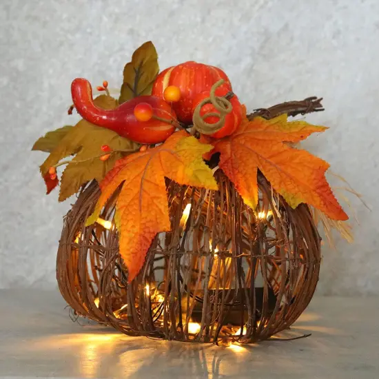 Artificial Rattan Pumpkin Battery Operated LED Fall {3}