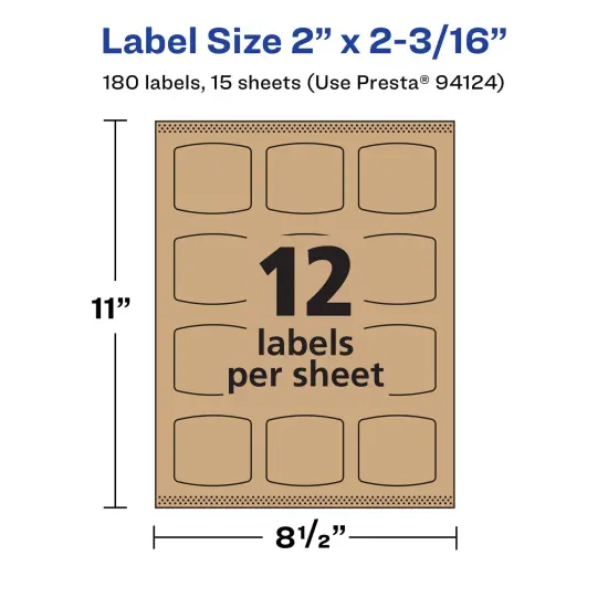Avery Kraft Brown Arched Square Labels with Sure Feed, 2" x 2-3/16" {5}