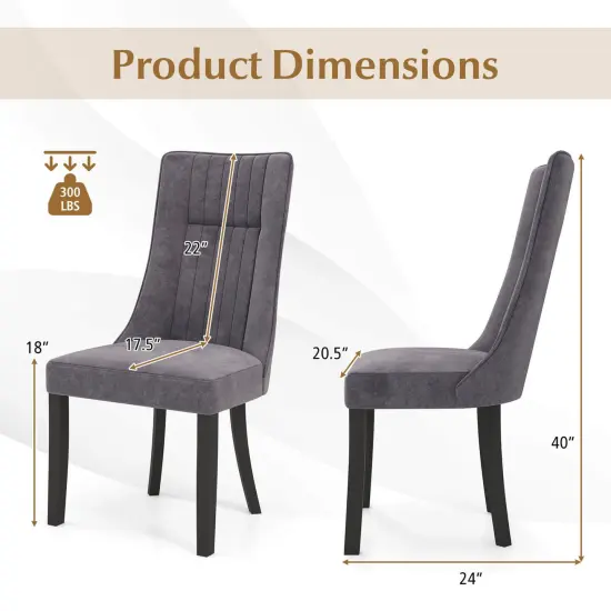 Costway Channel Tufted Dining Chairs Set of 2/4 with High Backrest Rubber Wood Legs Modern {9}