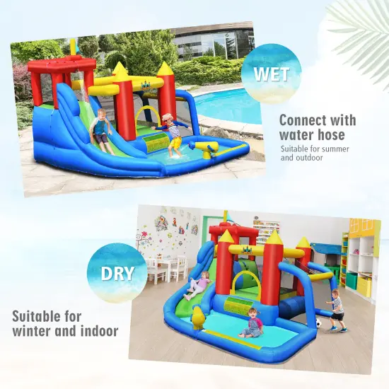 Costway Inflatable Bouncer Water Slide Bounce House Splash Pool {6}
