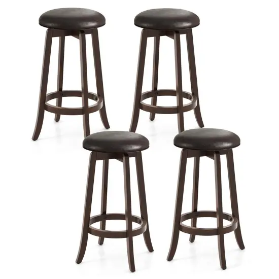 Costway 29" Counter Height Stools Set of 2/4 with 360&deg; Swivel Round Seat & Footrest {8}