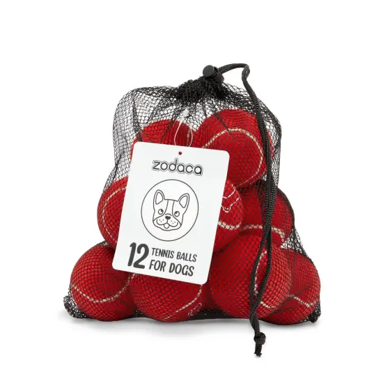 Juvale 12 Pack Red Tennis Balls for Dogs, Durable and Soft 2.5 Inch Red Balls for Fetch, Training, Backyard Games and Interactive Play, Includes Mesh Bag for Storage {5}