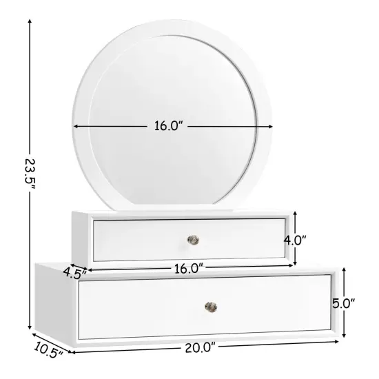 Costway Wall Mounted Vanity Makeup Dressing Home Furniture 2Drawer {2}