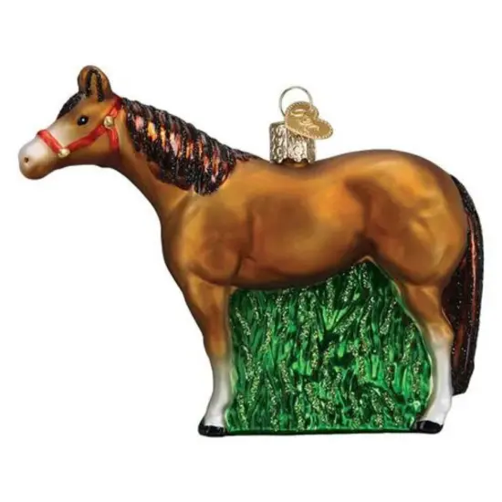 Old World Christmas 3.75 In Quarter Horse Christmas Tree Ornament , Ornament Rodeo Pet Brown {1}