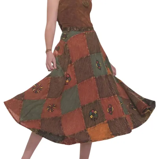 60's 70's Hippie Patch Costume Skirt Adult Standard {3}