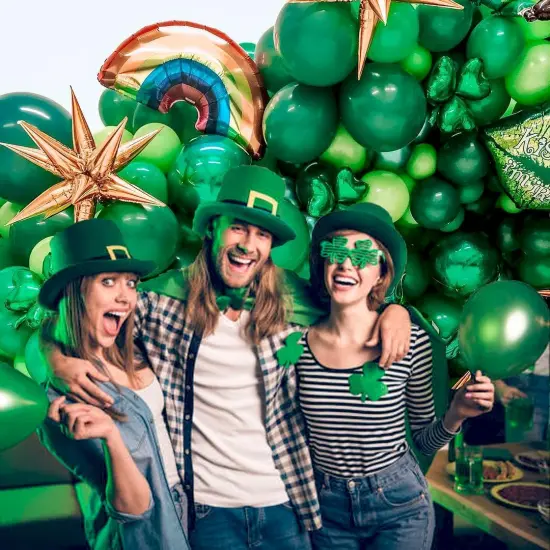 Green Balloons, 50pcs 12 Inch Different Shades Dark Green Emerald Green Lime Green Metallic Green Latex Balloons for Patrick's Day Green Jungle Forest Themed Birthday Party Decoration {3}