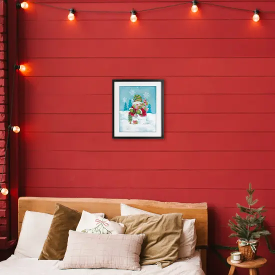 Stupell Industries Traditional Festive Snowman Framed Print Under Glass, design by Diane Kater {2}