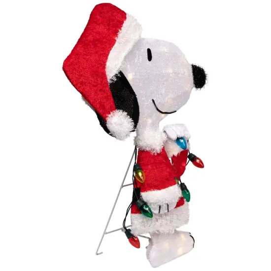 Northlight 24" Lighted Santa Snoopy with String Lights Outdoor Christmas Yard Decoration Red {5}