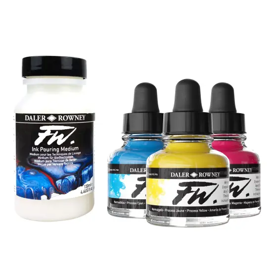 Daler-Rowney FW Acrylic Ink Pouring Set 4/Pkg-Assorted Colors {6}