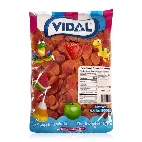 Vidal Peach Hearts 4.4Lb Sugared {1}