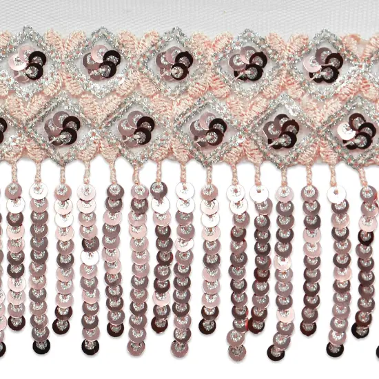 5 yards of Emmalyne Double Diamond Sequin Spangle Fringe | 5 yard cut Gold {2}