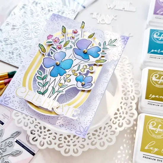 Pinkfresh Studio Stencils 4.25"X5.5" 5/Pkg-Playful Petals {3}