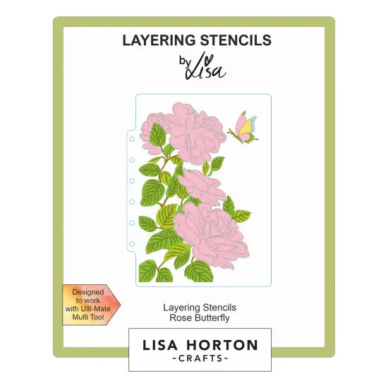 Lisa Horton Crafts Layering Stencils-Rose Butterfly {1}