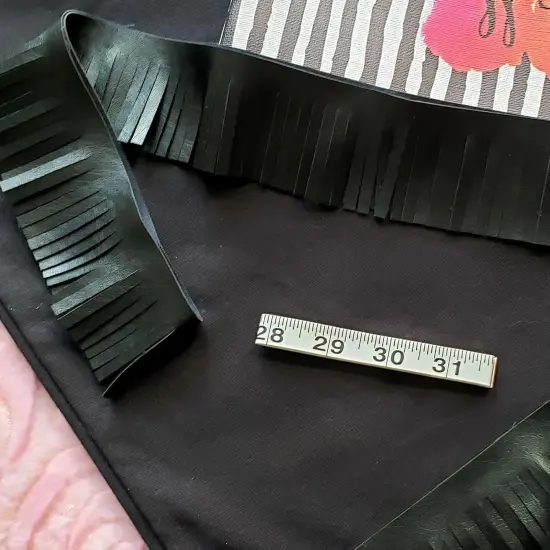 5 Yards of 2" Premium Vegan Leather Fringe Trim | 5 yard cut Black {5}