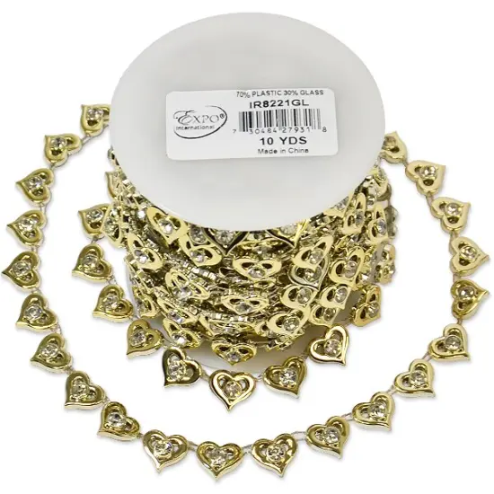 5 yards of Kandi 1/2" Sparkle Heart Rhinestone Trim | 5 yard cut White {3}