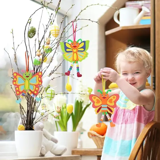 12 Pack Butterfly Craft for Kids Make Your Own Butterfly Foam Stickers with Beads DIY Arts and Crafts for Kids Boys Girls Party Favor Summer Fall Decoration Birthday Gifts {4}