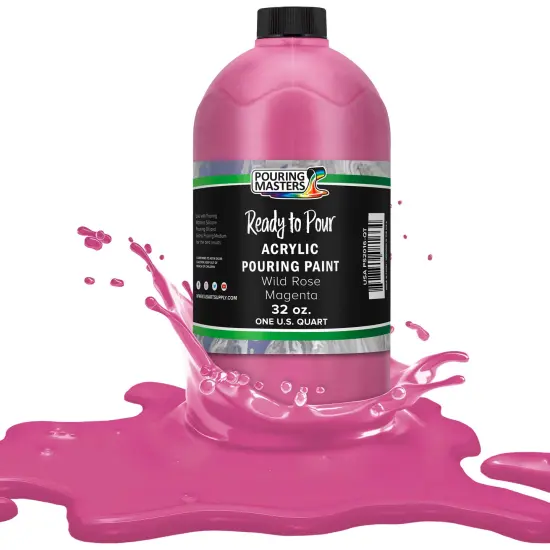 Pouring Masters Wild Rose Magenta Ready to Pour Acrylic Pouring Paint - Premium 32-Ounce Pre-Mixed Fluid Acrylic Paint - Fluid Art Supplies for Canvas, Wood, Paper, Tile & Rocks {1}