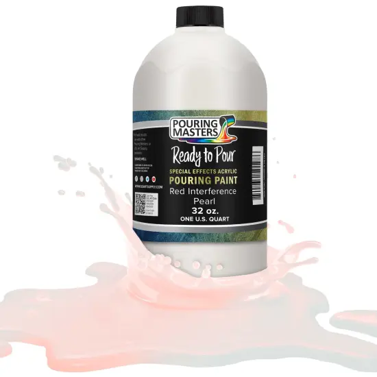 Pouring Masters Red Interference Pearl Special Effects Acrylic Pouring Paint - Premium 32-Ounce Pre-Mixed Fluid Acrylic Paint - Fluid Art Supplies for Canvas, Wood, Paper, Tile & Rocks {1}