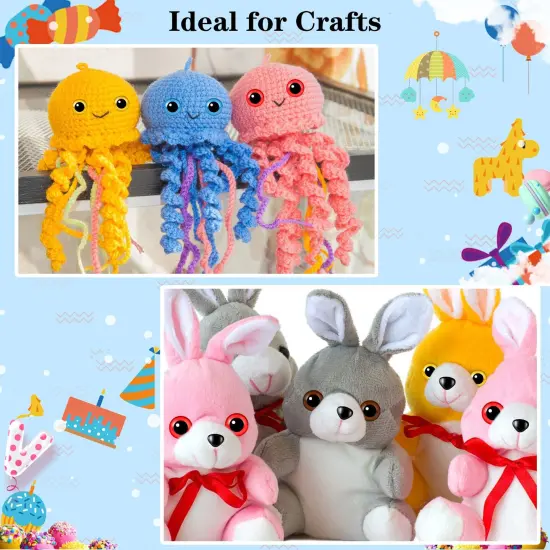 UPINS 180 Pieces 12-30 mm Large Safety Eyes and Nose with Washers for Amigurumi Stuffed Animal Eyes Plastic Craft Doll Crochet Eyes for DIY of Puppet, Bear, Toy Making Supplies (Assorted Colors) {4}