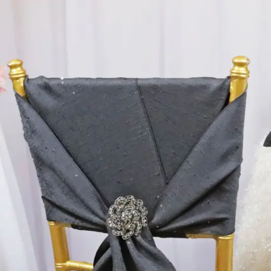10 Pieces Pewter or Charcoal Sequin Burlap Chair Sashes, 8"x108" Rustic Glam Event Decor {4}