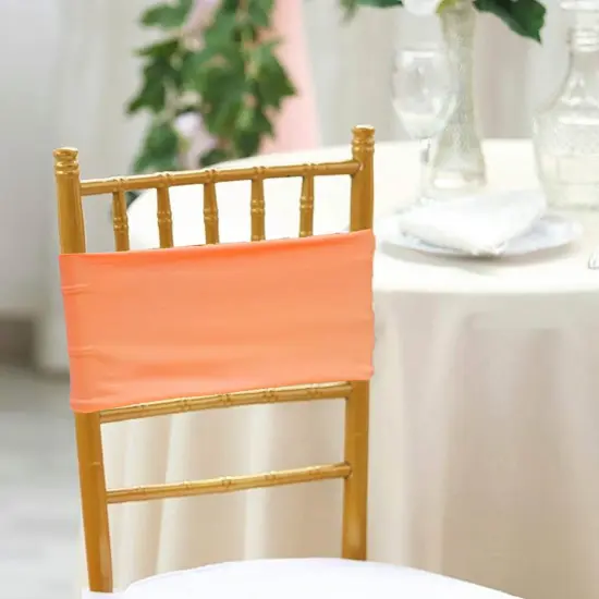 10 Pieces Soft Apricot or Peach Stretch Spandex Chair Bands 7 x 13 Inches {3}