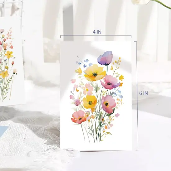 24 Floral Blank Cards and Envelopes, 4x6 Wildflower Blank Note Cards for All Occasions - Sympathy Thank You Condolences Funeral Thinking of You Mother's Day Wedding Graduation, Etc {4}