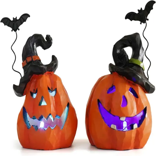 Halloween Resin Pumpkin Duo Set - Orange 2 SET {1}