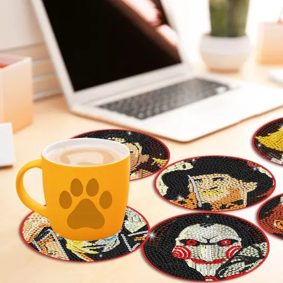 8 Pcs Diamond Paintings Coasters Kits with Holder {2}