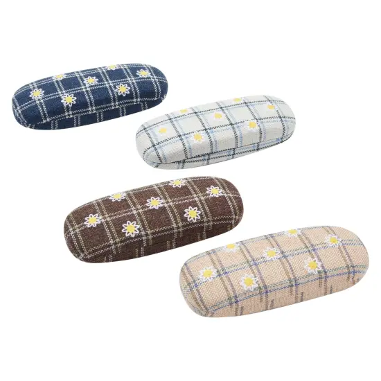 Hard Shell Sunglasses Case for Women, Eyeglass and Eyewear Holders in 4 Plaid Designs (4 Pack) Multicolor {1}